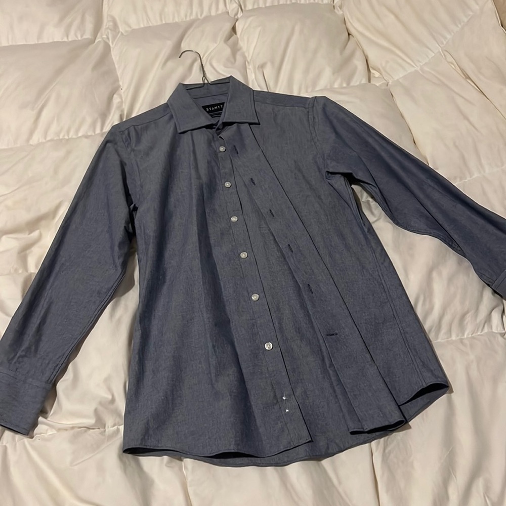 Stand Dress Shirt - Men - Grey -S
